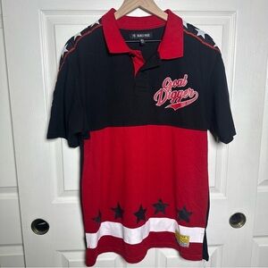 Black Pike Men’s Red Button Jersey XL Shirt Goal Digger Cotton Stars Stripes USA